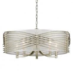 Zara 5-Light White Gold Chandelier with Sheer Opal Shade by Golden Lighting -Golden Lighting Shop white gold golden lighting chandeliers 5516 5 wg shr c3 1000