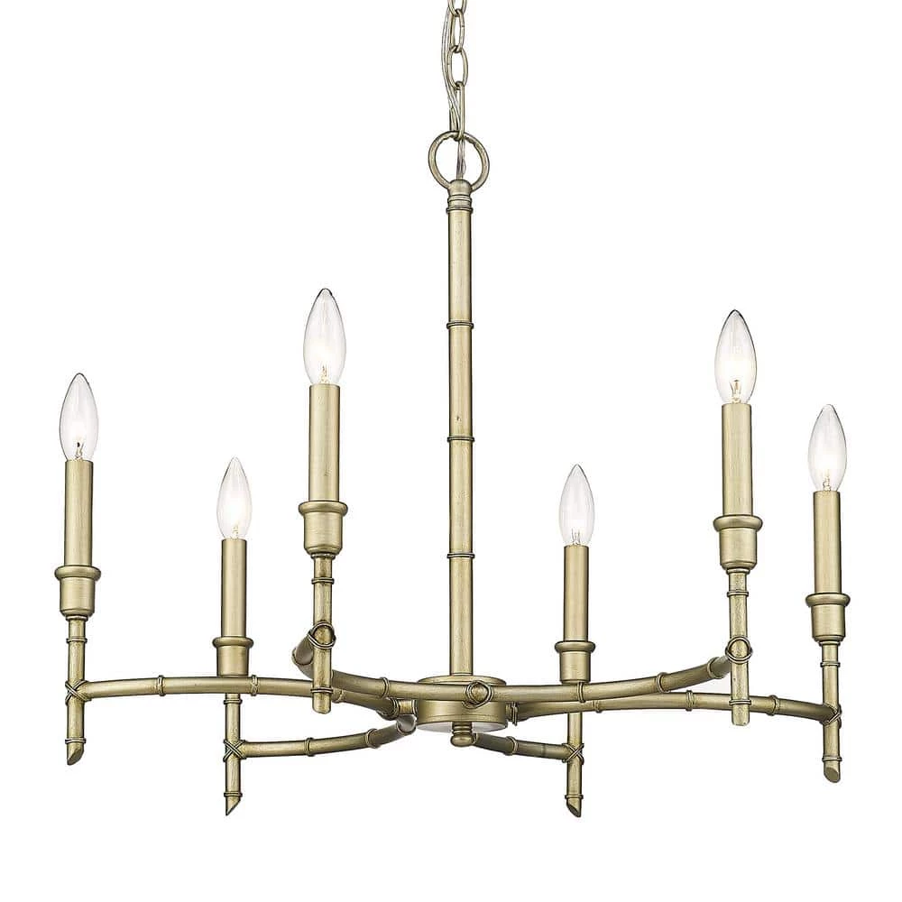 Cambay 6-Light White Gold Chandelier by Golden Lighting 3 Cambay 6-Light White Gold Chandelier by Golden Lighting