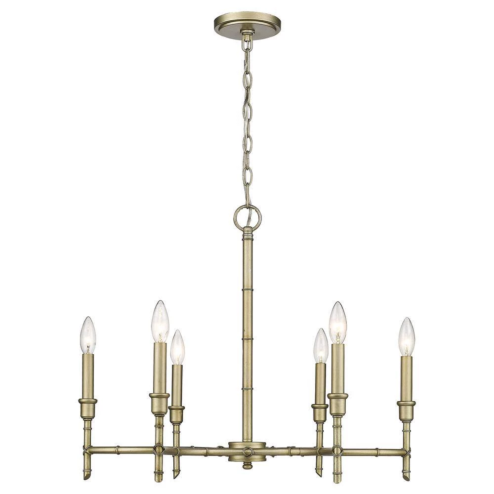 Cambay 6-Light White Gold Chandelier by Golden Lighting 4 Cambay 6-Light White Gold Chandelier by Golden Lighting - Image 2