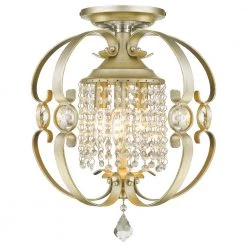 Ella 3-Light White Gold Semi-Flush Mount Light by Golden Lighting