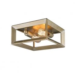 Smyth 2-Light White Gold Flush Mount by Golden Lighting -Golden Lighting Shop white gold golden lighting flush mount lights 2073 fm wg 4f 1000