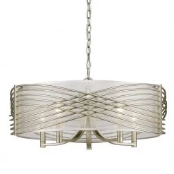 Zara 15.25 in. 5-Light White Gold Semi-Flush Mount by Golden Lighting -Golden Lighting Shop white gold golden lighting flush mount lights 5516 5sf wg shr c3 1000