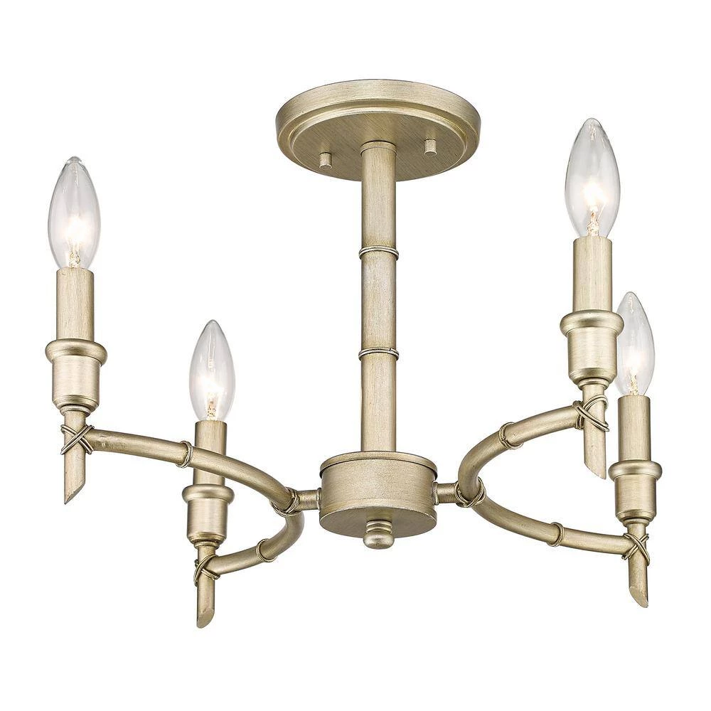 Cambay 4-Light White Gold Semi-Flush Mount by Golden Lighting 5 Cambay 4-Light White Gold Semi-Flush Mount by Golden Lighting - Image 3