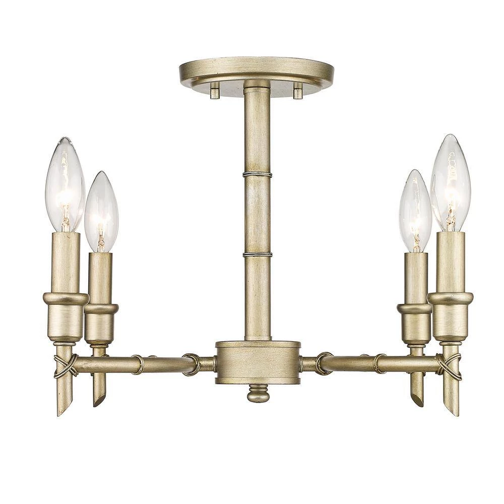 Cambay 4-Light White Gold Semi-Flush Mount by Golden Lighting 4 Cambay 4-Light White Gold Semi-Flush Mount by Golden Lighting - Image 2