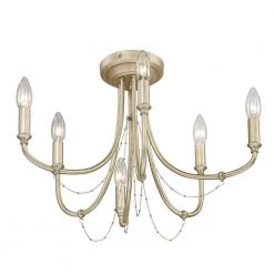 Kamila 21 in. 6-Light White Gold Semi-Flush Mount by Golden Lighting -Golden Lighting Shop white gold golden lighting flush mount lights 8322 6sf wg 4f 1000