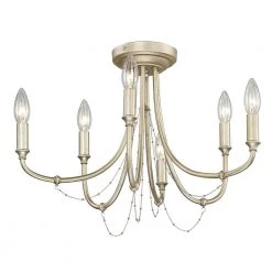 Kamila 21 in. 6-Light White Gold Semi-Flush Mount by Golden Lighting