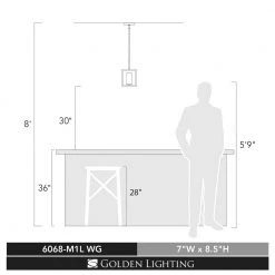 Marco 1-Light White Gold Pendant by Golden Lighting -Golden Lighting Shop white gold golden lighting pendant lights 6068 m1l wg 4f 1000