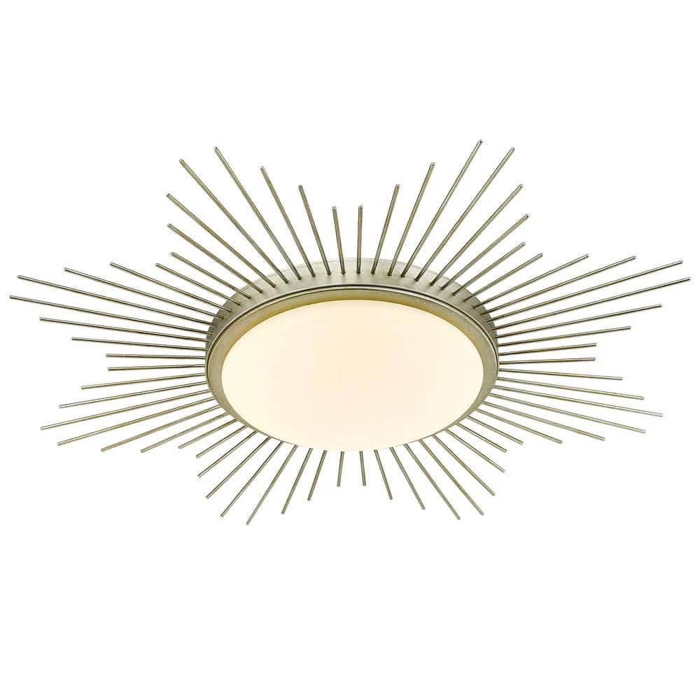 Kieran 24 in. 1-Light White Gold Opal Glass LED Flush Mount by Golden Lighting 3 Kieran 24 in. 1-Light White Gold Opal Glass LED Flush Mount by Golden Lighting