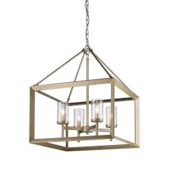 Smyth 4-Light White Gold Chandelier with Clear Glass Shade by Golden Lighting -Golden Lighting Shop white gold with clear glass golden lighting chandeliers 2073 4 wg clr 4f 1000