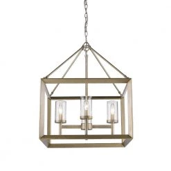 Smyth 4-Light White Gold Chandelier with Clear Glass Shade by Golden Lighting -Golden Lighting Shop white gold with clear glass golden lighting chandeliers 2073 4 wg clr c3 1000